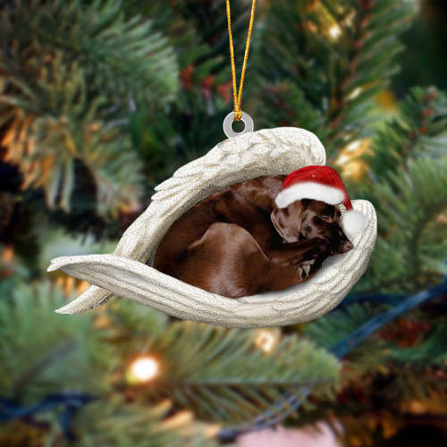 Chocolate labrador Sleeping Angel Christmas Ornament