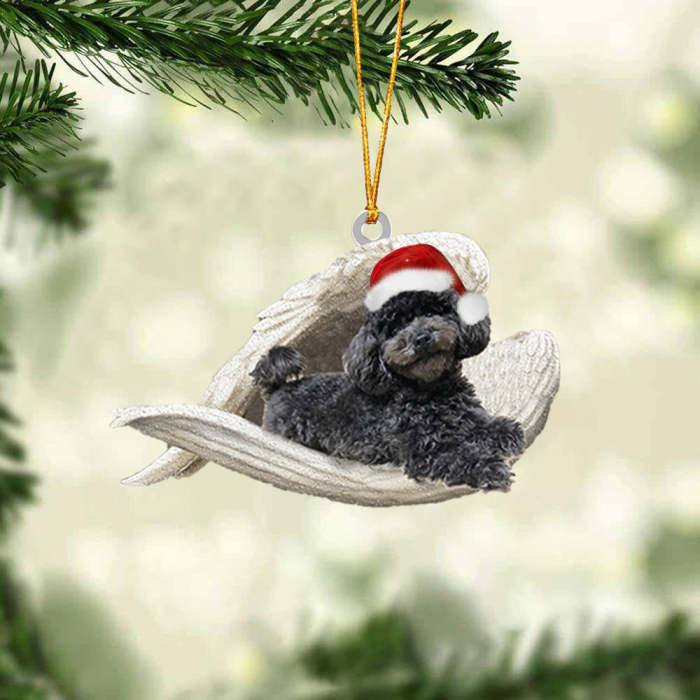 Poodle (Black) Sleeping Angel Christmas Ornament