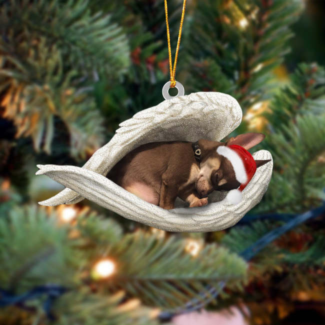 Brown chihuahua Sleeping Angel Christmas Ornament