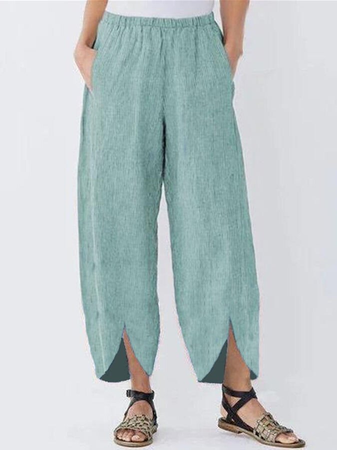 Women's Casual Pure Color Cotton Cropped Pants