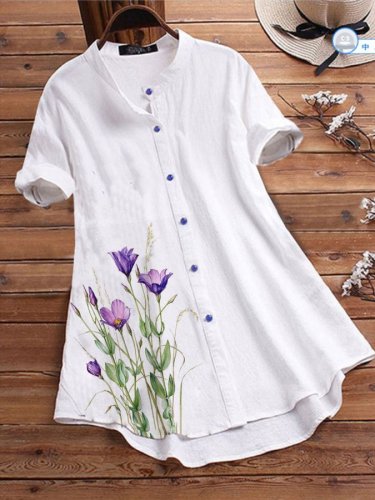 Women's Floral Print Casual Cotton Shirt