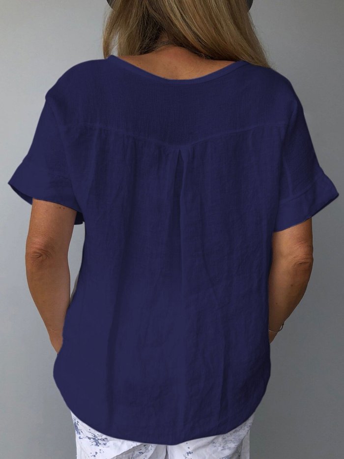 Women's Pure Color Casual Cotton Shirt