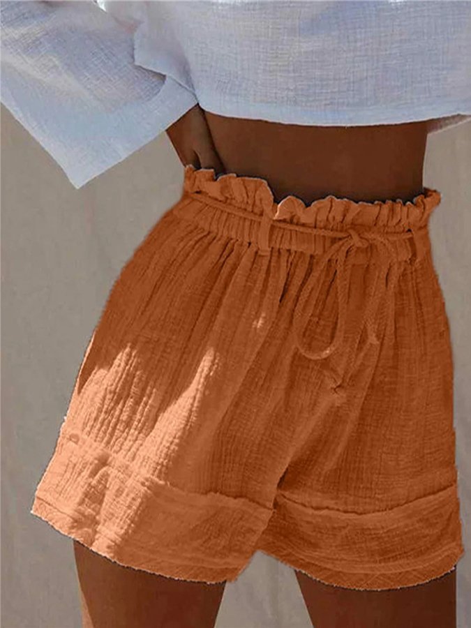 Women's Casual Pure Color Cotton Shorts