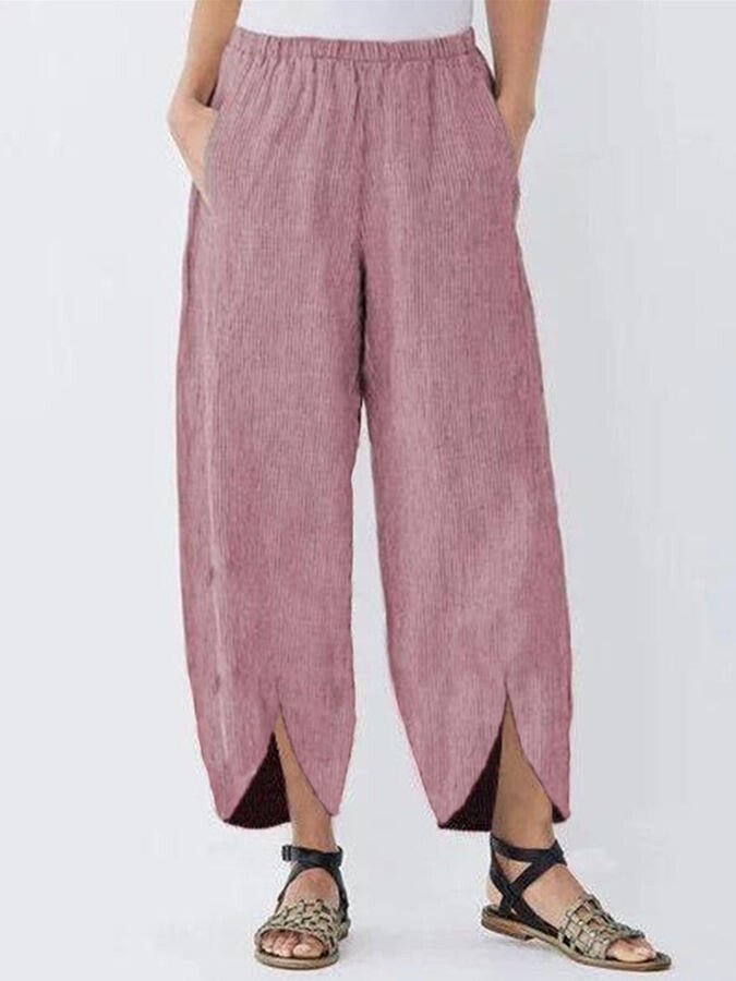 Women's Casual Pure Color Cotton Cropped Pants