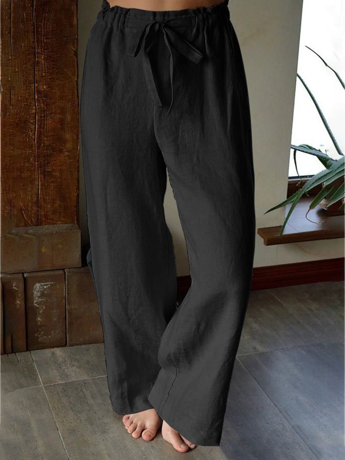 Solid Color Pocket Design Casual Pants