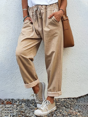 Women'S Casual Solid Color Trousers