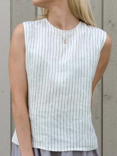 Women's Cotton Linen Casual Loose Sleeveless Shirt