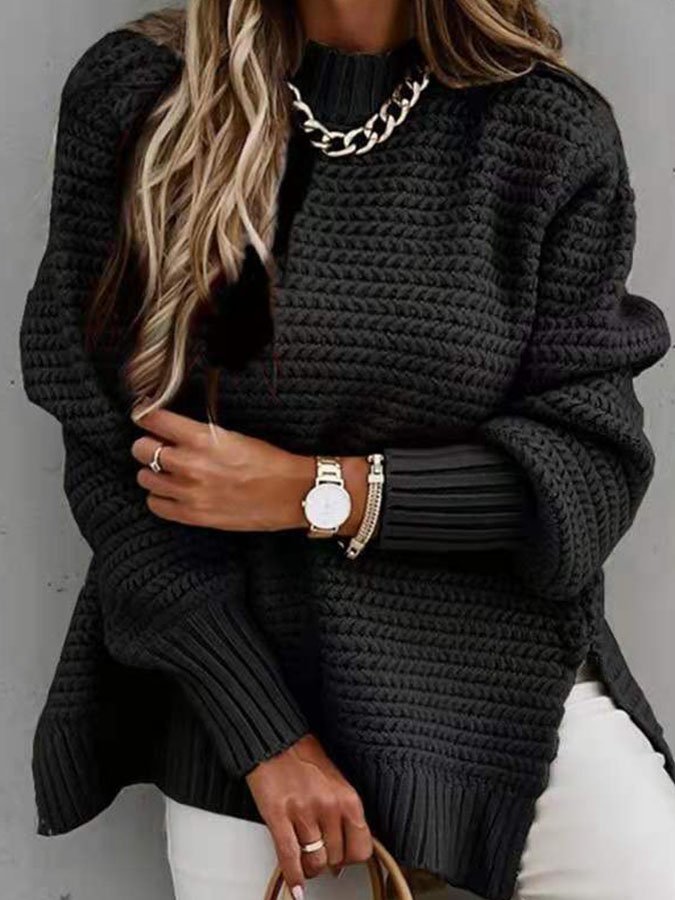 Casual Solid Color Loose Long Sleeve Sweater