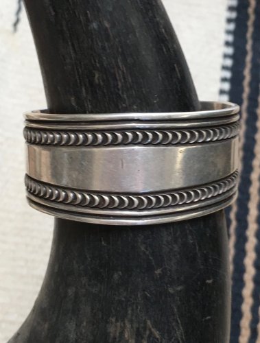 Signed Navajo Sterling Silver Cuff Bracelet