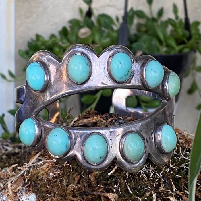 Vintage Mint Green Turquoise Cuff Bracelet Sterling Taxco