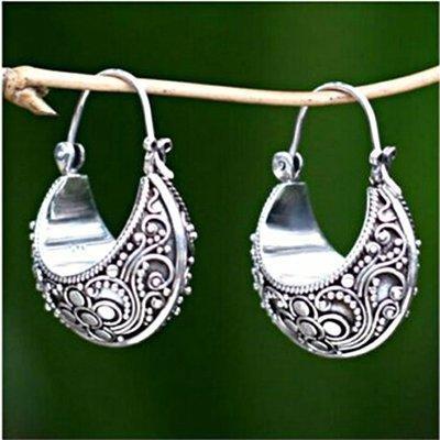 Woman Sliver Vintage Tribal Holiday Earrings