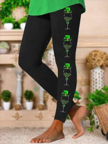 Womens Clover Print  Stretch  Leggings