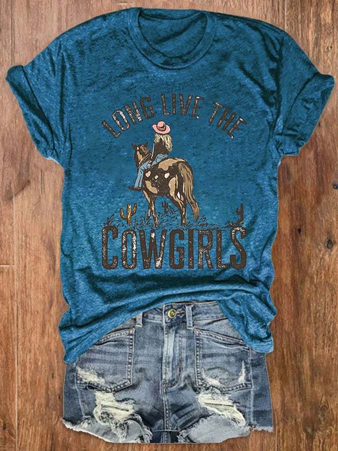 Women's Long Live The Cowgirls Crew Neck T-Shirt