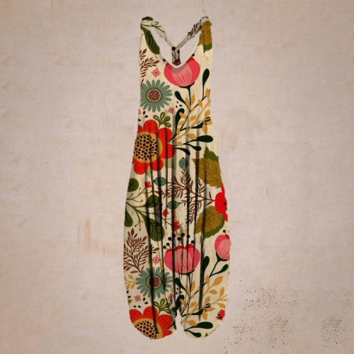 Women's summer floral elements sleeveless jumpsuit