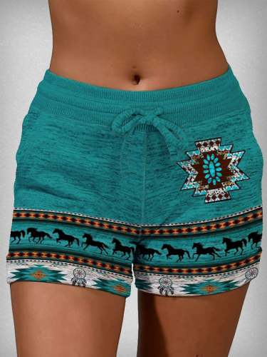 Vintage Western Print Shorts