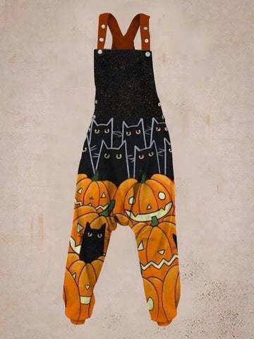 Pumpkin Prints Sleeveless Harem Jumpsuit