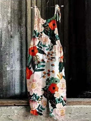 Flower Prints Sleeveless Casual Jumpsuit