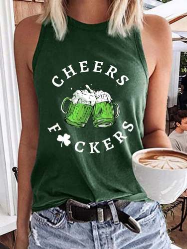 Women's St. Patrick's Cheers F*uckers Clover Printed Tank Top