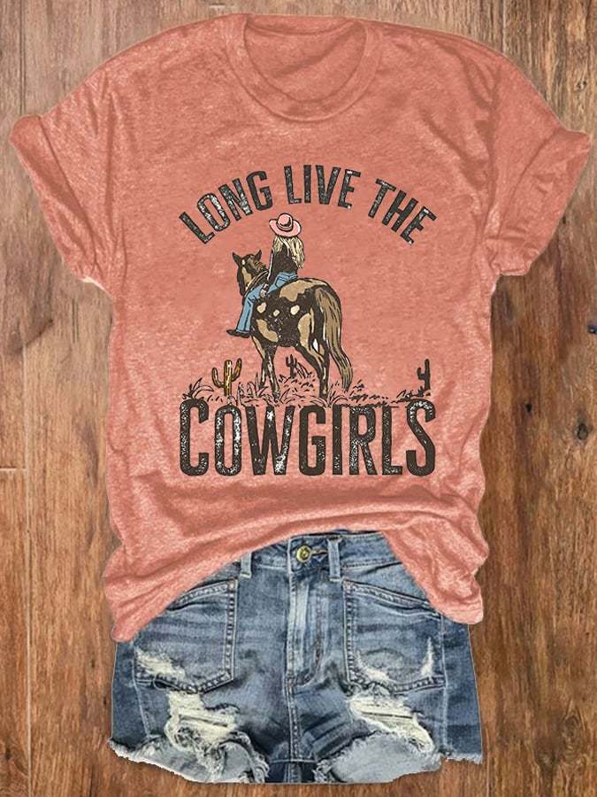 Women's Long Live The Cowgirls Crew Neck T-Shirt