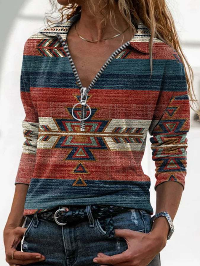 Women's Western Ethnic Print T-Shirt