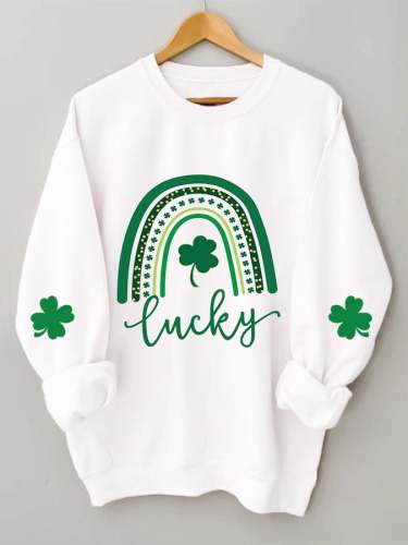 Women's St. Patrick's Day Lucky Rainbow Print Casual Sweatshirt