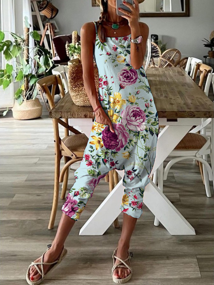 Women's Floral Print Stretch Jumpsuit
