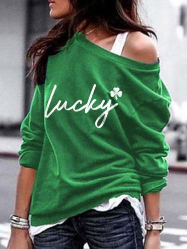Women's St. Patrick's Day Lucky Shamrock Casual Sweatshirt