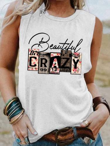 Women's Western Country Music Beautiful Crazy Sleeveless T-shirt