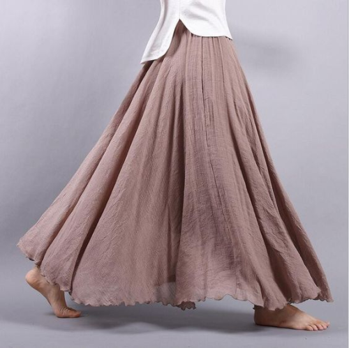 Women's Elegant Solid Color Cotton Linen Skirt