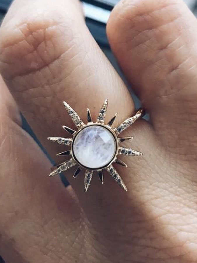 Decorative Gemstone Sunflower Ring