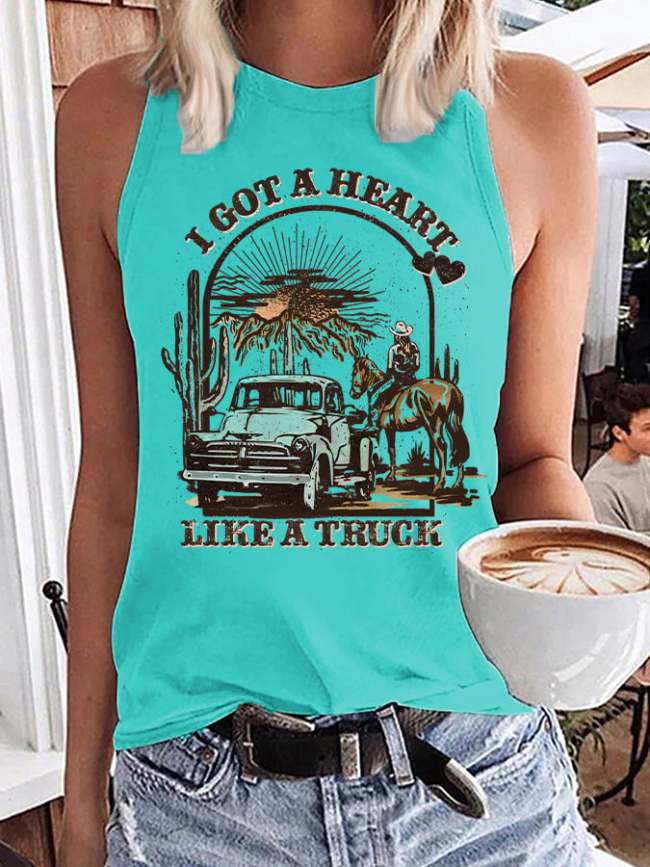 Women's I Got A Heart Like A Truck Western Print Vest