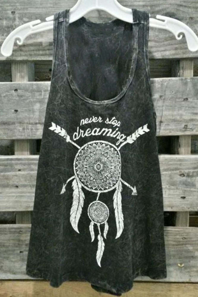 Vintage Tribal Totem Print Sleeveless Tank Top