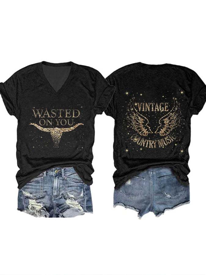 Women'S Country Music Western Print Casual T-Shirt