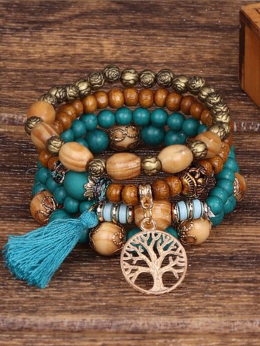 Women's Bohemian Multilayer Wood Bead Bracelet