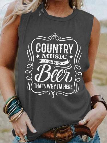 Women's Western Country Music And Beer That's Why I'm Here Casual Tank Top
