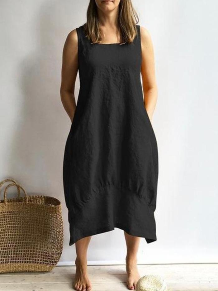 Cotton Women's Sleeveless Midi Dress