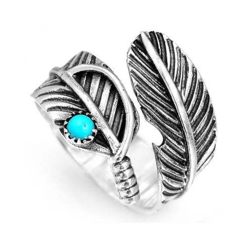 Turquoise Ring Vintage Fashion Feather Ring