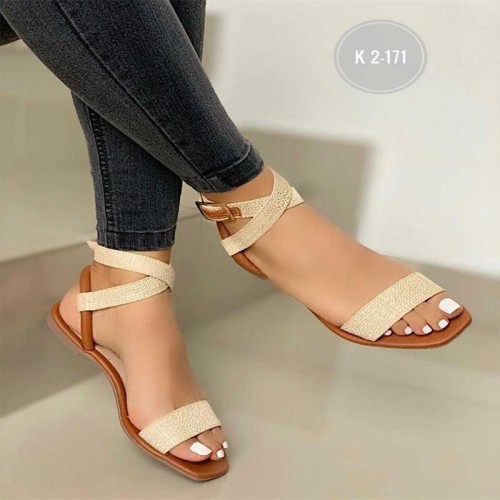 Ankle Winding Outer Belt Buckle Sandal Slippers