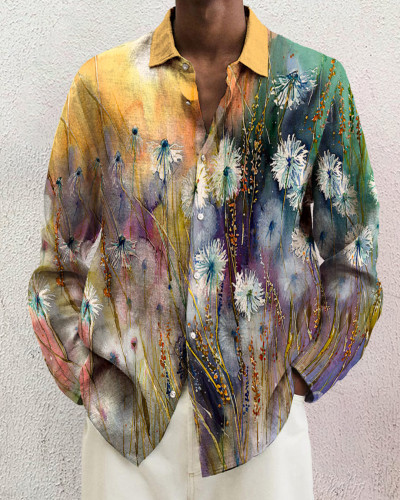 Men's cotton&linen long-sleeved fashion casual shirt 7f17