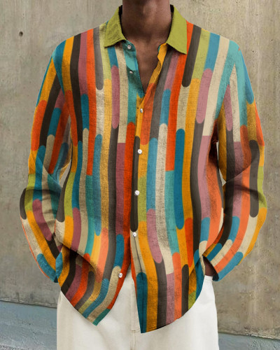 Men's cotton&linen long-sleeved fashion casual shirt
