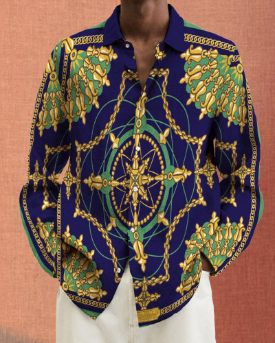 Men's Prints long-sleeved fashion casual shirt 12b2