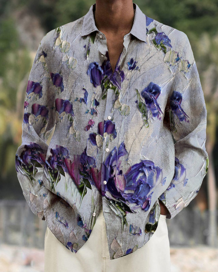 Men's Prints long-sleeved fashion casual shirt 329e