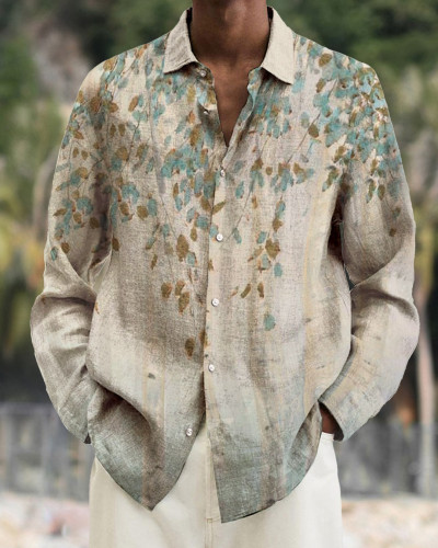 Men's cotton&linen long-sleeved fashion casual shirt d20c