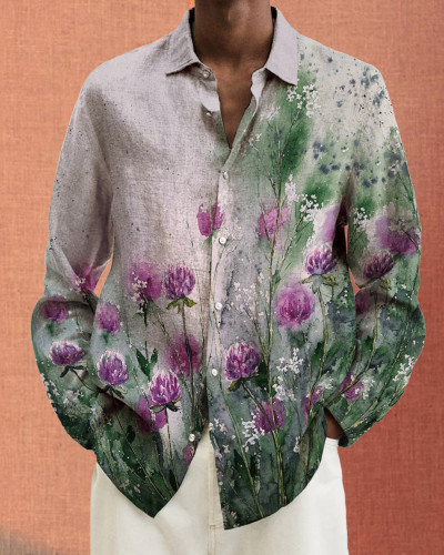 Men's Prints long-sleeved fashion casual shirt d401