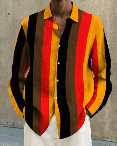 Men's cotton&linen long-sleeved fashion casual shirt a94f