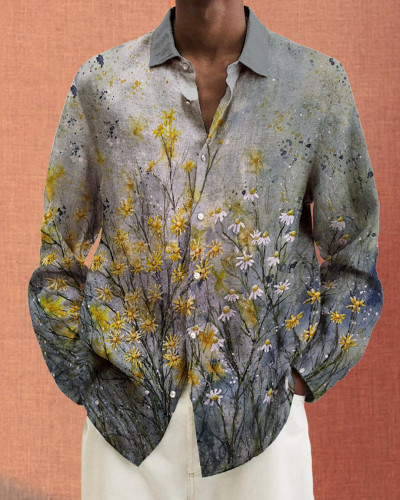 Men's Prints long-sleeved fashion casual shirt 4827