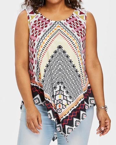 Ethnic Style Lace-up Printed Vest