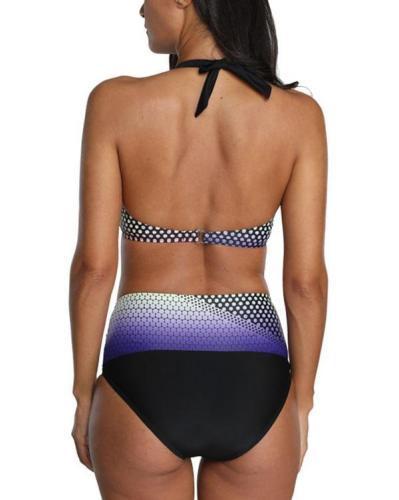 Plus Size Dot Halter Sexy Bikinis Swimsuits