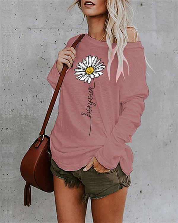 Floral Printed Cotton-Blend Long Sleeve Casual Shirts & Tops