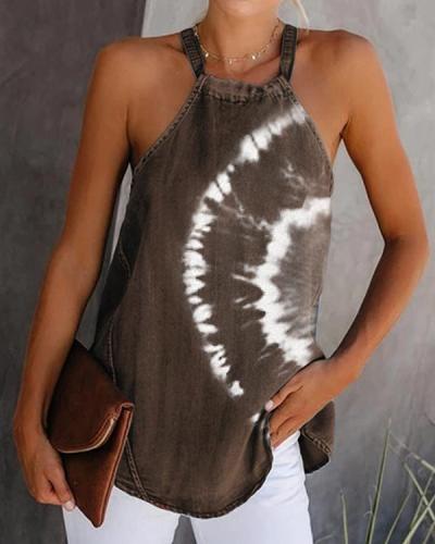 Sexy Off-Shoulder Printed Sleeveless Vest